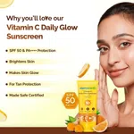 Mamaearth Vitamin C Daily Glow Sunscreen SPF 50 PA++++ – In-Vivo Tested (ISO 24444:2019 Certified, CTRI/2025/05/087276) - 50g - Available at AfnoBazar Nepal