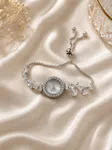 ashion Elegant Bracelet Watch Adjustable Rhinestone Quartz Watch Chain Pendant Wrist Watch Women Girls - Available at AfnoBazar Nepal