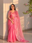 Soft Pink Shimmer Saree - Available at AfnoBazar Nepal
