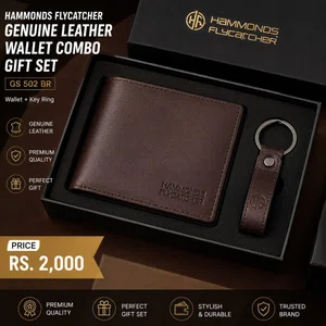 Men's Leather Wallet & Key Ring Gift Set - Available at AfnoBazar Nepal