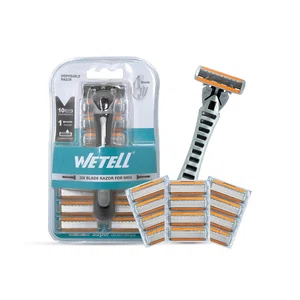 Wetell 6-Blade Disposable Razor for Men with 10 Extra Cartridges Refill Pack - Available at AfnoBazar Nepal