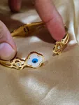 Korean Style Evil Eye Flower Bracelet - Gold Toned Stainless Steel Kada for Girls - Available at AfnoBazar Nepal