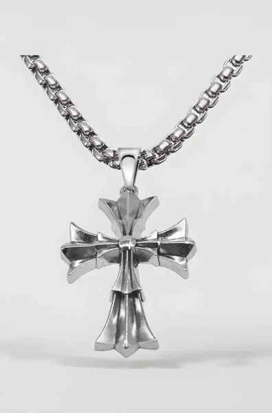 Men's Stainless Steel Cross Pendant Necklace - Available at AfnoBazar Nepal
