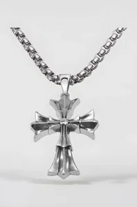 Men's Stainless Steel Cross Pendant Necklace - Available at AfnoBazar Nepal