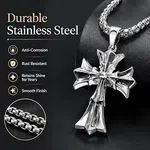 Men's Stainless Steel Cross Pendant Necklace - Available at AfnoBazar Nepal