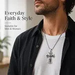 Men's Stainless Steel Cross Pendant Necklace - Available at AfnoBazar Nepal