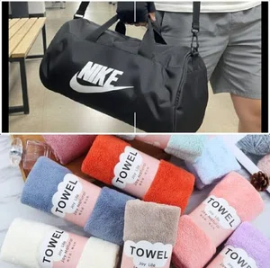 Nike Gym Duffle Bag & Soft Microfiber Hand Towel Combo Set - Waterproof Sports & Fitness Bundle - Available at AfnoBazar Nepal