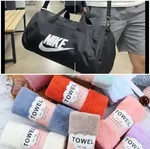 Nike Gym Duffle Bag & Soft Microfiber Hand Towel Combo Set - Waterproof Sports & Fitness Bundle - Available at AfnoBazar Nepal
