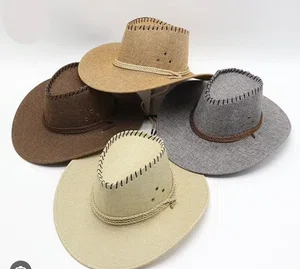 Western Cowboy Hat For Men And Women - Unisex Summer Sun Straw Cowboy Cap Outdoor Travel Beach Hiking Sunhat - Available at AfnoBazar Nepal
