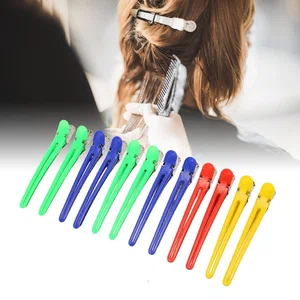 Professional Alligator Hair Clips For Sectioning - Plastic Duckbill Hairpins Barber Styling Grip Clamps Pack Of 12 - Available at AfnoBazar Nepal