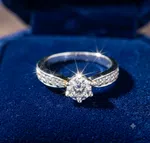 PURE SILVER SETTING ZERCON DIAMOND RING FOR WOMEN - Available at AfnoBazar Nepal