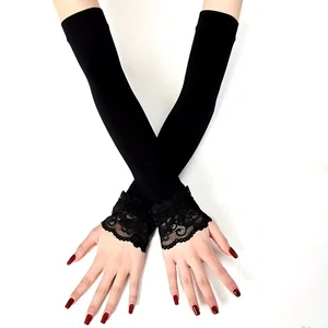 Summer Yarn Arm Sleeve Long Cute Dot Lace Mesh Fingerless Gloves Sun Protection Arm Sleeve Sunscreen Cycling Accessories - Available at AfnoBazar Nepal