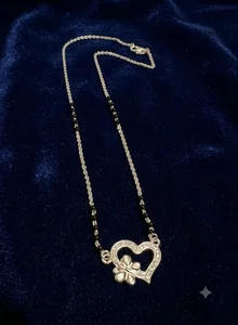 PURE SILVER HEART SHAPE POTE MANGALSUTRA FOR WOMEN - Available at AfnoBazar Nepal
