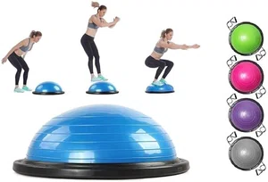 Half Balance Ball for Exercise with Resistance Bands and Foot Pump, Inflatable Yoga Bosu Ball for Home Gym Workouts - Available at AfnoBazar Nepal