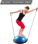Half Balance Ball for Exercise with Resistance Bands and Foot Pump, Inflatable Yoga Bosu Ball for Home Gym Workouts - Available at AfnoBazar Nepal