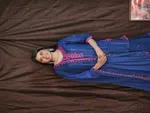 🌼Navy blue PURE COTTON embroidered kurta with layered sharara set🌼 - Available at AfnoBazar Nepal