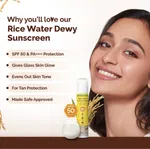 Mamaearth Rice Dewy Bright Sunscreen SPF 50 PA++++ with Rice Water & Niacinamide 50g | UVA & UVB Protection | Dewy Glass-Skin Glow | All Skin Types - Available at AfnoBazar Nepal