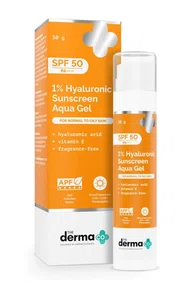 The Derma Co 1% Hyaluronic Sunscreen Aqua Gel SPF 50 PA++++, Lightweight & Non-Greasy Sunscreen with Hyaluronic Acid & Vitamin E – 50 g - Available at AfnoBazar Nepal