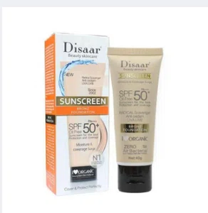 Disaar Beauty Skincare Oil Free SPF PA+++ 50+ Sunscreen Instant Protection UVA UVB Foundation - 40gm - Available at AfnoBazar Nepal