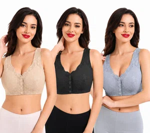 Front Side Buckle Lace Edge without Steel Ring Movement Seamless Gathering Adjustment Yoga Sleep Large Bra Bras for Women - Available at AfnoBazar Nepal