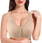 Front Side Buckle Lace Edge without Steel Ring Movement Seamless Gathering Adjustment Yoga Sleep Large Bra Bras for Women - Available at AfnoBazar Nepal