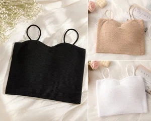 Women's Solid Slim Fit Cami Crop Top - Available at AfnoBazar Nepal
