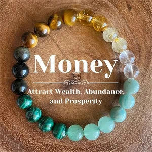 Money • Wealth • Prosperity • Abundance • Success Custom Size Round Smooth Stretch (8mm) Natural Gemstone Crystal Energy Bead Bracelet - Available at AfnoBazar Nepal