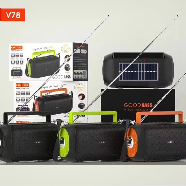 LP V78 Portable Wireless Solar Powered Charging Bluetooth Speaker - Available at AfnoBazar Nepal