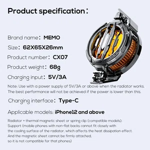 MEMO CX07 Wireless Phone Cooler 15W Powered Freezing Magnetic Cooler Fan For Phone - Available at AfnoBazar Nepal