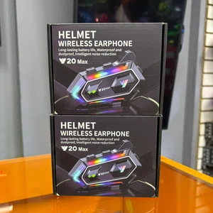 V20 Max Helmet Wireless Earphone with RGB Light and Noise Reduction