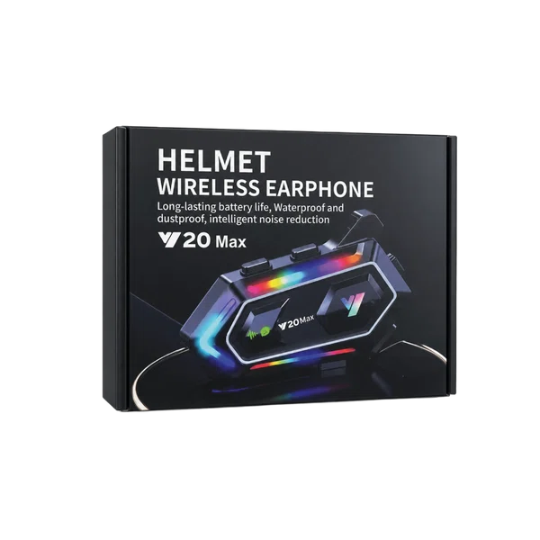 V20 Max Helmet Wireless Earphone with RGB Light and Noise Reduction