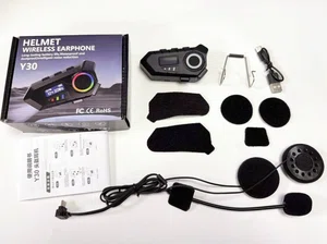 Y30 Helmet Wireless Earphone with RGB Light, FM Radio and Noise Reduction