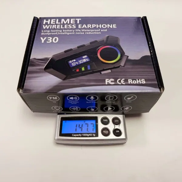 Y30 Helmet Wireless Earphone with RGB Light, FM Radio and Noise Reduction