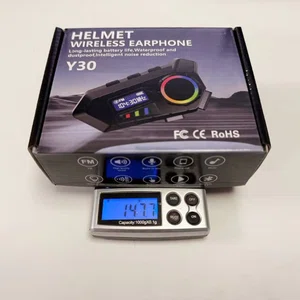 Y30 Helmet Wireless Earphone with RGB Light, FM Radio and Noise Reduction