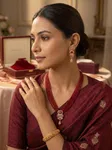 5-Layered Red Crystal Pote Necklace Set with Gold-Plated Ruby Earrings image 3