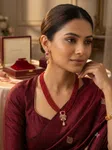 5-Layered Red Crystal Pote Necklace Set with Gold-Plated Ruby Earrings image 4
