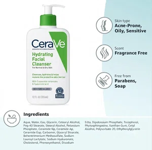 CeraVe Hydrating Facial Cleanser for Normal to Dry Skin, Paraben-Free - Available at AfnoBazar Nepal