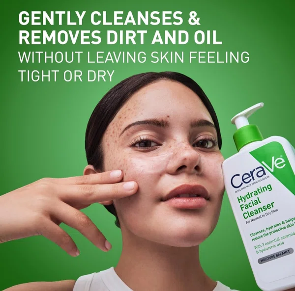CeraVe Hydrating Facial Cleanser for Normal to Dry Skin, Paraben-Free - Available at AfnoBazar Nepal
