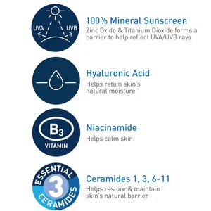 CeraVe Hydrating Mineral Sunscreen SPF 50 with Ceramides and Niacinamide, 75ml, Fragrance-Free - Available at AfnoBazar Nepal