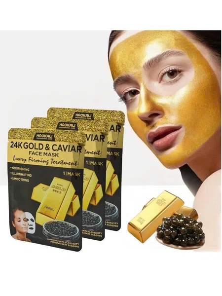 Wokali 24K Gold and Caviar Firming Face Mask, 10 Sheets - Available at AfnoBazar Nepal