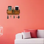 Wooden Sweet Home Wall-Mounted Key Holder with 6 Hooks, Mobile and Pen Stand - Available at AfnoBazar Nepal