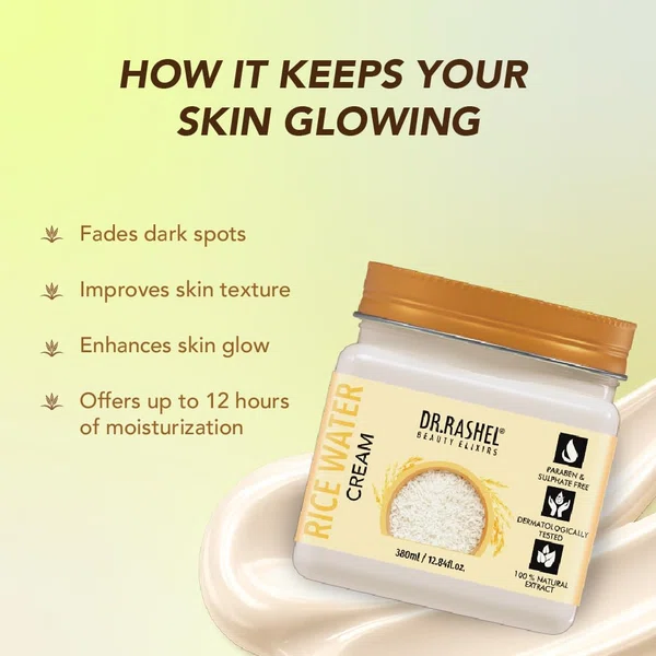 DR RASHEL Rice Water Face and Body Cream, 380ml - Available at AfnoBazar Nepal