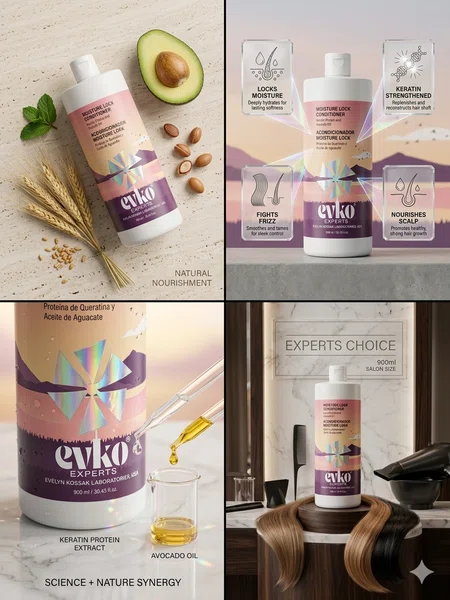 EVKO Moisture Lock Conditioner with Keratin Protein and Avocado Oil, 900ml - Available at AfnoBazar Nepal