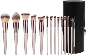 ETHEL BEILI Synthetic Makeup Brush Set with Storage Bag, 14 Pieces, Classic Black - Available at AfnoBazar Nepal
