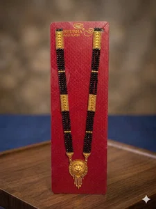 Gold Plated Mangalsutra with Black Beads - Available at AfnoBazar Nepal