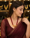 Gold Plated Red Beads Necklace with Pendant - Available at AfnoBazar Nepal