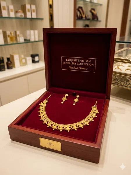 Gold-Plated Traditional Necklace Set with Earrings - Available at AfnoBazar Nepal