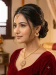 Gold-Plated Crescent Necklace and Earrings Set with Ruby and Zirconia Accents - Available at AfnoBazar Nepal