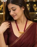 Gold Plated Red Beads Necklace with Pendant - Available at AfnoBazar Nepal