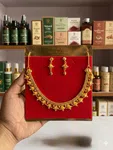 Gold-Plated Traditional Necklace Set with Earrings - Available at AfnoBazar Nepal